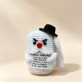 Handmade crochet positive toilet roll plush toy, funny yarn doll with hat variant. - Christmas Toilet Paper