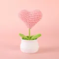 Handmade crochet pink heart potted plant cute desktop ornament home decor gift idea - Positive Potted Plant - Pink Heart