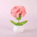 Handmade crochet pink flower potted plant desk decor knit flower gift ornament - Positive Potted Plant - Pink Carnation