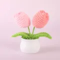 Handmade crochet pink tulip potted plant cute desktop ornament for home and room decor gift - Positive Potted Plant - Nude Pink Tulip