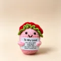 Handcrafted cute crochet taco plush doll toy with love message card gift for holidays and special occasions. - Christmas Pink Taco