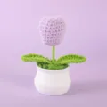 Handmade crochet potted tulip flower, cute knitted desk decor and gift for home and office. - Positive Potted Plant - Purple Tulip