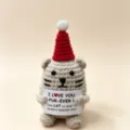 Handmade crochet Christmas cat doll plush toy knitted holiday gift ornament decoration - Christmas Kitten