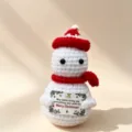 Handmade crochet snowman doll with red hat and scarf, perfect Christmas decoration gift box. - Snowman
