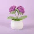 Handmade crochet purple flower potted plant, knitted desktop ornament gift decor. - Positive Potted Plant - Purple Double-Headed Rose