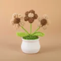 Handmade crochet potted plant wool knitted flower desktop ornament for home decor gift. - Positive Potted Plant - Coffee Color Carnation
