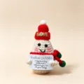 Handmade crochet positive potato doll with cute knit hat and encouraging message card. - Christmas Off-White Potato