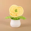 Handmade crochet yellow flower potted plant yarn desktop ornament decor gift items. - Positive Potted Plant - Poppy