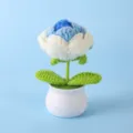 Handmade crochet blue and white flower potted plant desktop ornament table home decor gift - Positive Potted-Gradient Blue Rose