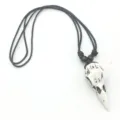 Vintage resin bird skull pendant necklace for men women punk gothic style jewelry item. - White