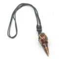 Retro punk style raven bird skull pendant necklace with black cord faux bone resin charm. - Brown