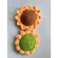 Handgefertigte Häkel Sonnenblume Kopf gestrickte Blume für Heimdekoration DIY Bouquet - Sonnenblume (Grüne Rückseite) / 9.5cm