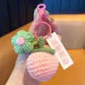 Handgemachte gestrickte Pfirsich Schlüsselanhänger Häkeln Obst Tasche Anhänger Geschenk - Liebes-Pfirsich mit buntem Haken