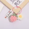 Handgemachte gehäkelte Erdbeere Blume Schlüsselanhänger süße Tasche Anhänger Auto. - Drahtring-Modell - Erdbeere ohne Sorgen (Rosa)