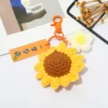 Handgemachte gehäkelte Sonnenblumen Schlüsselanhänger niedliche Strickblume Tasche Charme - Erfolg-Sonnenblume mit buntem Verschluss
