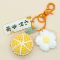 Handgefertigter Häkel-Orangen-Schlüsselanhänger süße Frucht Taschenanhänger Geschenk Accessoire - Bunte Schnalle + Glücksorange