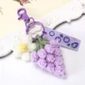 Handgemachte gestrickte Häkel Traube Blume Schlüsselanhänger schöne Tasche Deko Geschenk Top - Bunte Schnalle + Verspielte Traube