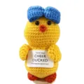 Handmade crochet yellow duck plush toy with blue hat and cute cheer ducked card cute doll - Large Duck 15*7*6