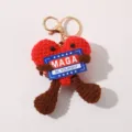 Cute crochet heart keychain with knit arms and legs, funny bag pendant accessory decoration. - Gold Tone Heart Keychain