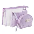 Set borsa trucco ancora viola impermeabile, organizer per articoli da toeletta da 3 pezzi. - Viola
