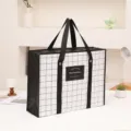 Gran bolsa de almacenamiento de tela no tejida laminada a cuadros blancos y negros para viajes - Cuadros blancos * 53*40*16cm