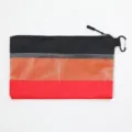 Borsa per attrezzi multicolore in patchwork con cerniera e gancio a moschettone per parti. - Rosso