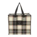 Bolso de compras tejido grande a cuadros negro y blanco bolsa de almacenamiento espaciosa - Cuadros Negros y Blancos