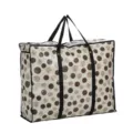 Grande borsa portaoggetti impermeabile per vestiti e coperte con manici resistenti. - 70*55*25cm / Cerchi neri su bianco