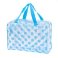 Borsa da toeletta trasparente in PVC a pois blu con manici comodi per i vostri viaggi. - Celeste
