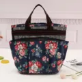 Grande borsa a mano in rete floreale per viaggi borsa cosmetica portatile per bagno - 21*27.3*10cm / Blu scuro