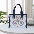 Piccola borsa in tessuto non tessuto laminato con motivo floreale colorato, borsa. - Motivo a Vortice