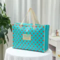 Grande borsa pieghevole a pois rossi, organizer da viaggio e borsa per trasloco impermeabile. - 47*33*15cm / Blu Lago Pois