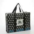 Gran bolsa de almacenamiento impermeable de tela no tejida con estampado de lunares y asas. - Lunares blancos sobre negro * 53*40*16cm