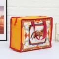 Bolsa de almacenamiento plegable de tela no tejida laminada con diseño de caballo y cremallera. - Corcel naranja / 30x23x14cm