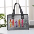 Piccola borsa in tessuto non tessuto con stampa di pesci, sacchetto regalo portatile con cerniera. - Pesci colorati a righe grigie