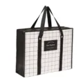Large black and white grid laminated non-woven storage bag with sturdy handles for daily use. - White Checkerboard