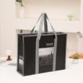 Gran bolsa de almacenamiento de tela no tejida negra con asas grises, organizador de equipaje. - Nueva York negro * 53*40*16cm