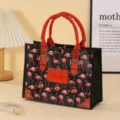 Bolso tote impermeable de tejido PP con estampado de flamenco rojo, bolsa de compras. - Flamenco con asa roja (pequeño)