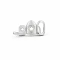 Silver hip hop tooth grillz detail, hollow star and heart dental grill accessory for party. - Silver