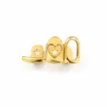 Hip hop gold grillz for teeth, 3 connected hollow star heart grillz dental jewelry Halloween - Gold