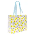 Sac cabas transparent en PVC avec imprimé smiley jaune, idéal pour la plage et les voyages. - Sourires multiples
