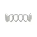 Silver hip hop grillz teeth caps hollow vampire fangs halloween party fashion jewelry - Silver Lower Tooth