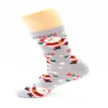 Women Christmas Cotton Socks Mid Tube Santa Claus Print Cute Festive Winter Hosiery - EU 40-43 / Grey Gnome