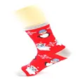 Christmas cotton mid-calf socks for women, red winter thermal socks with cute holiday patterns. - EU 40-43 / Red Penguin