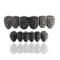 Hip hop grillz set for teeth, black metal top and bottom grillz, stylish streetwear accessories. - K Gold / Black Set