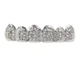 Silver Grillz Hip Hop Teeth Top Bottom Grillz Custom Dental Teeth Grillz Costume Party Accessory - K Gold / Silver Upper Tooth