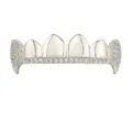 Hip hop iced out grillz for teeth top vampire sharp design shiny zirconia fashion jewelry - Silver Gray Top Grill