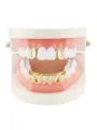Gold hip hop grillz teeth caps and hollow fangs 18K plated copper fashion accessory - Hollow-Out Gold Set