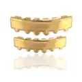 Gold hip hop grillz set smooth rectangular teeth caps for costume party punk stage props - Gold Set