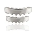 Silver hip hop grillz teeth smooth rectangular fashion tooth caps for party punk. - Silver Set